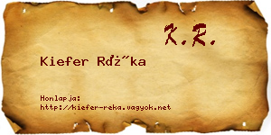 Kiefer Réka névjegykártya